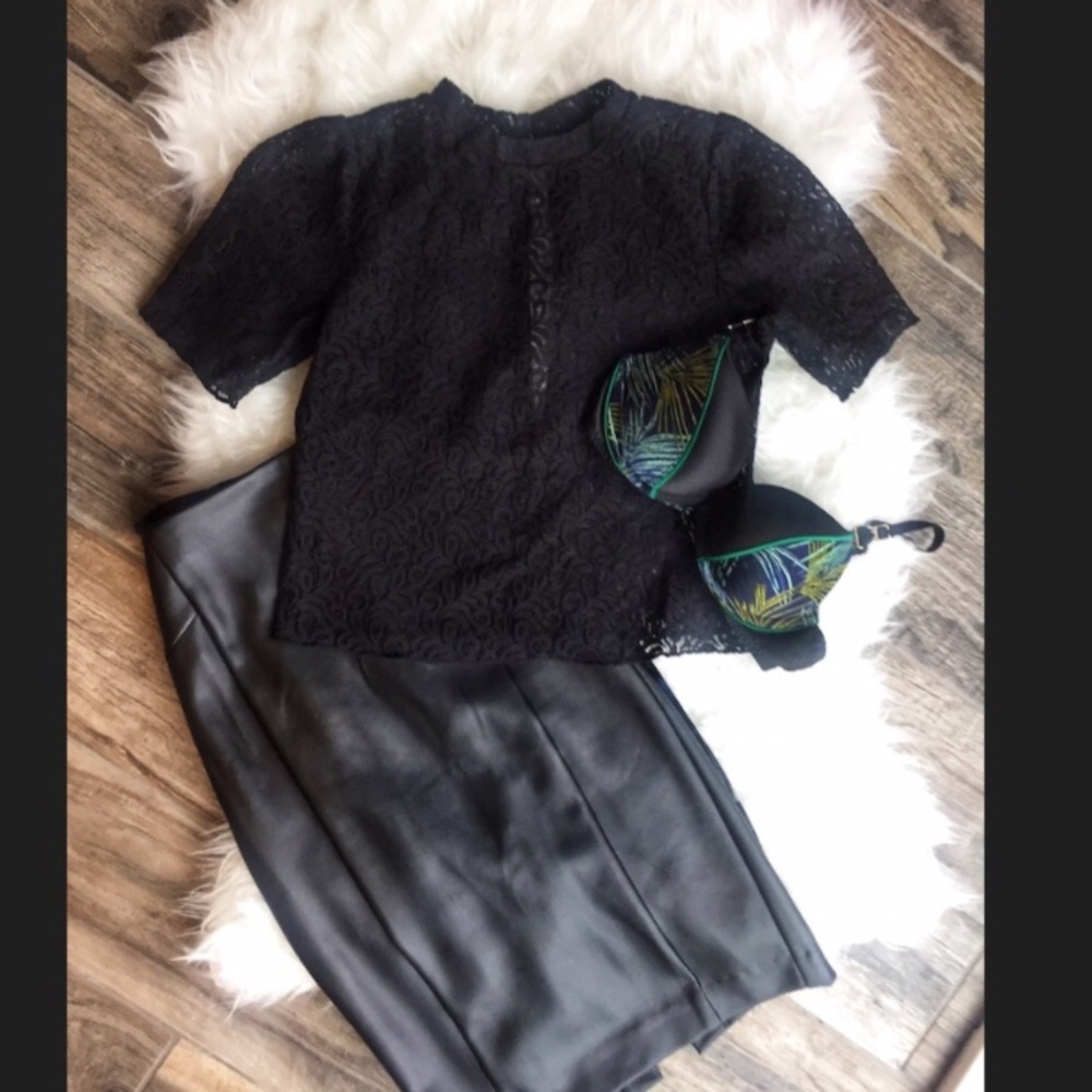 Tildon Black Lace Crop Top